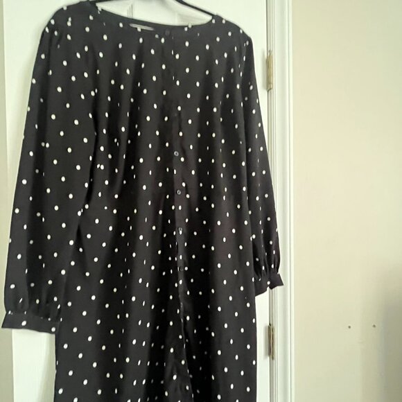 Black Polka Dot Dress with Button Detail - Size 16 - Picture 6 of 6
